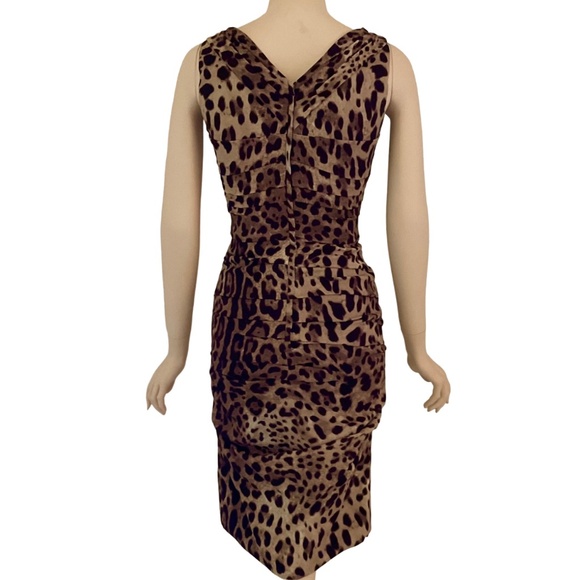Dolce and Gabbana brown leopard sheath dress 40 - Picture 2 of 5